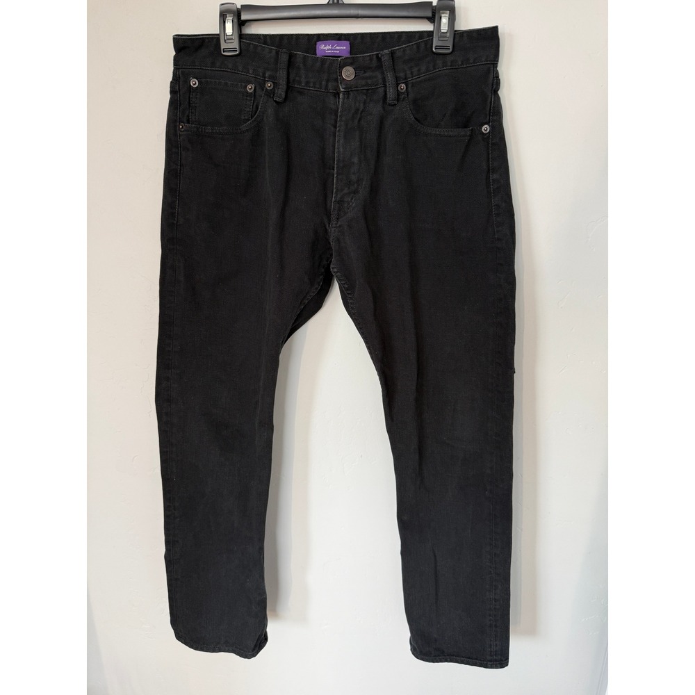 Ralph Lauren Purple Label Mens Black Cotton Denim Jeans Made in Italy 32x32